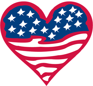 American Flag Heart Logo PNG Vector