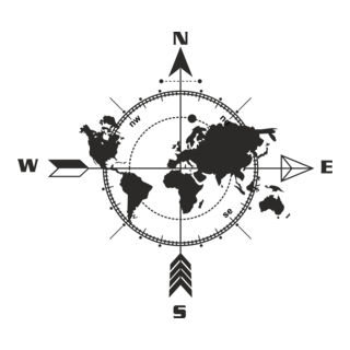 Compass with World Map Logo PNG Vector