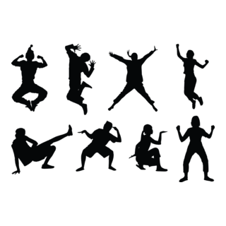 Dance Pose Silhouettes Logo PNG Vector