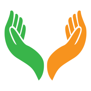 Green and Orange Human Hand Logo PNG Vector