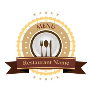 Restaurant Brand Ribbon Logo PNG Vector