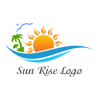 Sun Rise Water Beach Art Logo PNG Vector